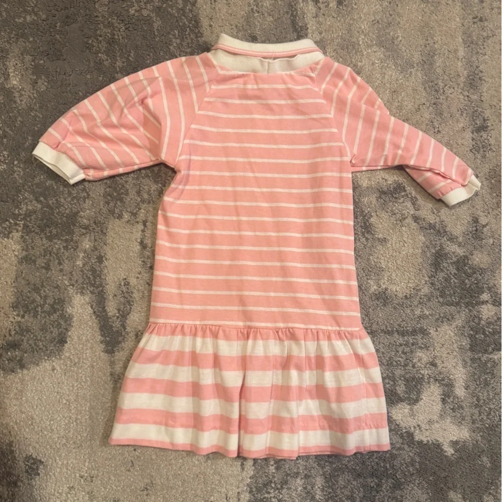Girls Pink Striped Dress with Anchor Design